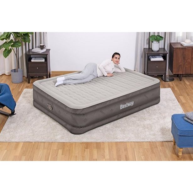 Semišová nafukovací matrace FORTECH s el. pumpou 203x152x46cm