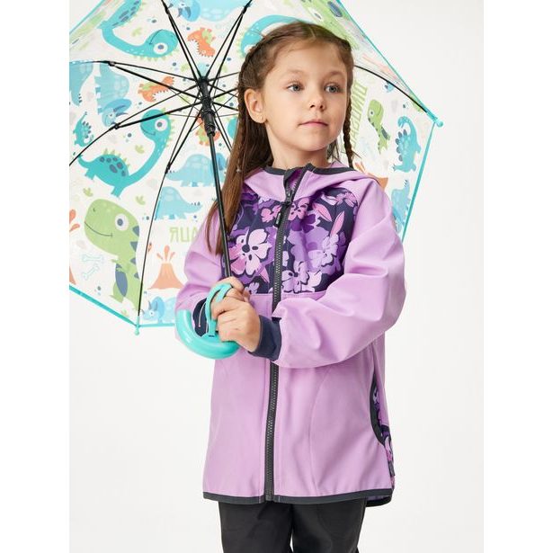 Dětská softshellová bunda bez zateplení Basic, Lila, Kytky
