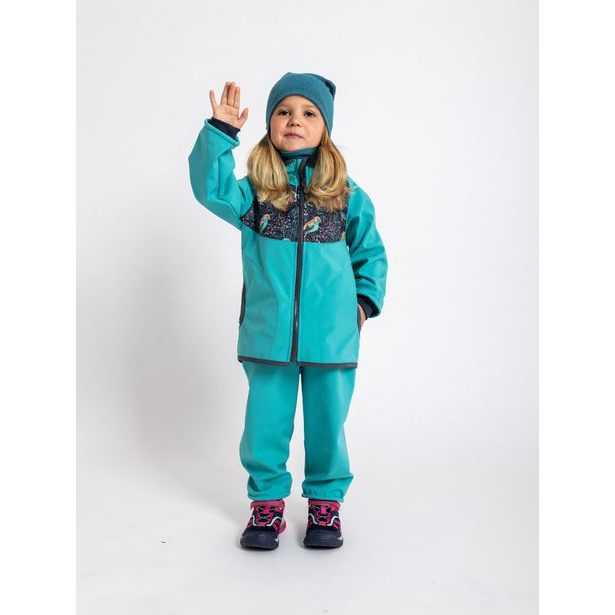 Unuo, Batolecí softshellové kalhoty s fleecem, Sv. Smaragdová, Ptáček