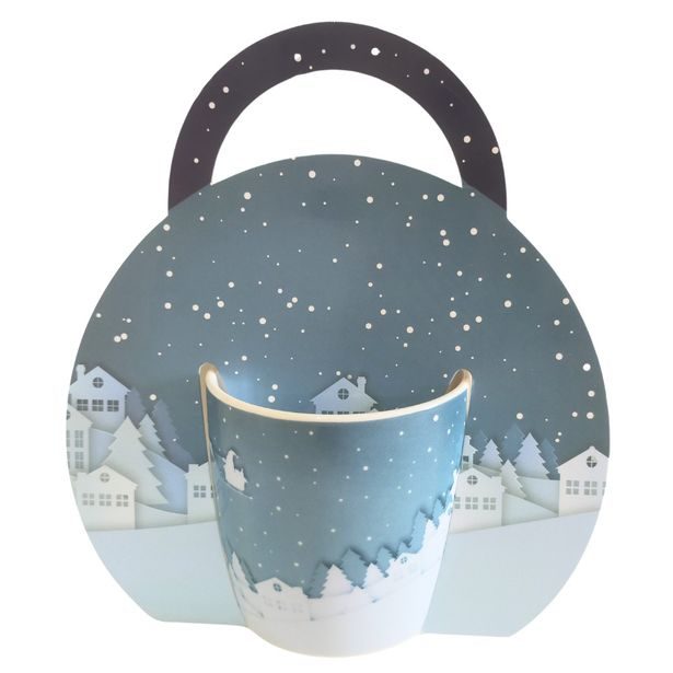 hrnek 300 ml, Město vánoční modré, DB, porcelán