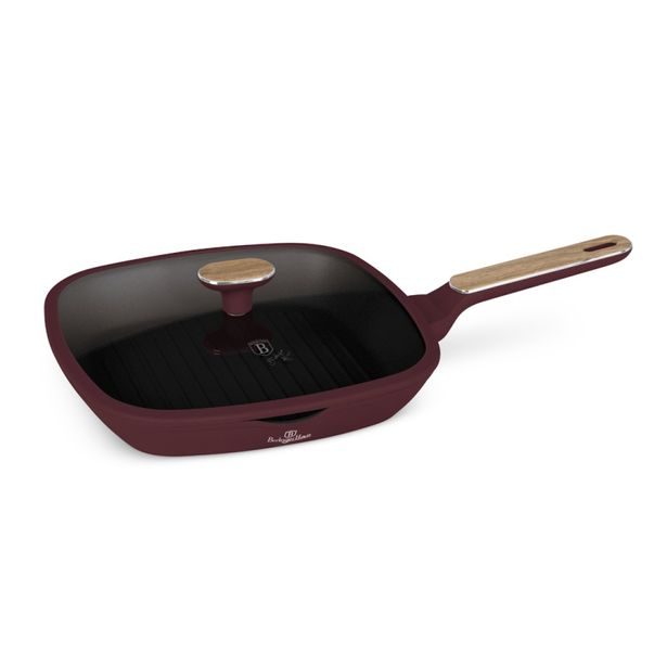 BERLINGERHAUS Grilovací pánev s titanovým povrchem a poklicí 28 cm Leonardo Nordic Collection BH-8298