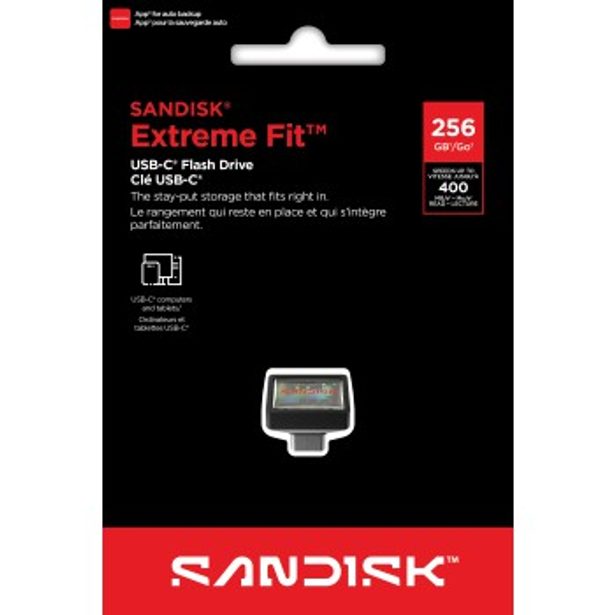 SanDisk Extreme Fit USB-C Flash Drive USB 256 GB Flashdrives 400 MB/s, černá