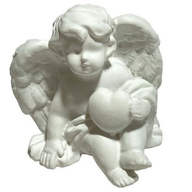 dekorace ANDĚL se srdcem u nohy, 3,5x2,5cm, v.4cm, polyresin