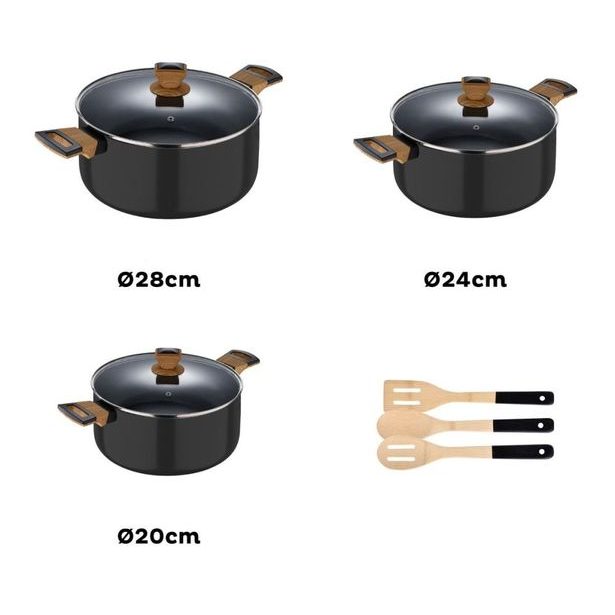 BERGNER Sada nádobí s nepřilnavým povrchem 9 ks Earth Black BGEU-5602