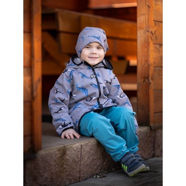 Unuo, Dětské softshellové kalhoty bez zateplení pružné Sporty, Smaragdová