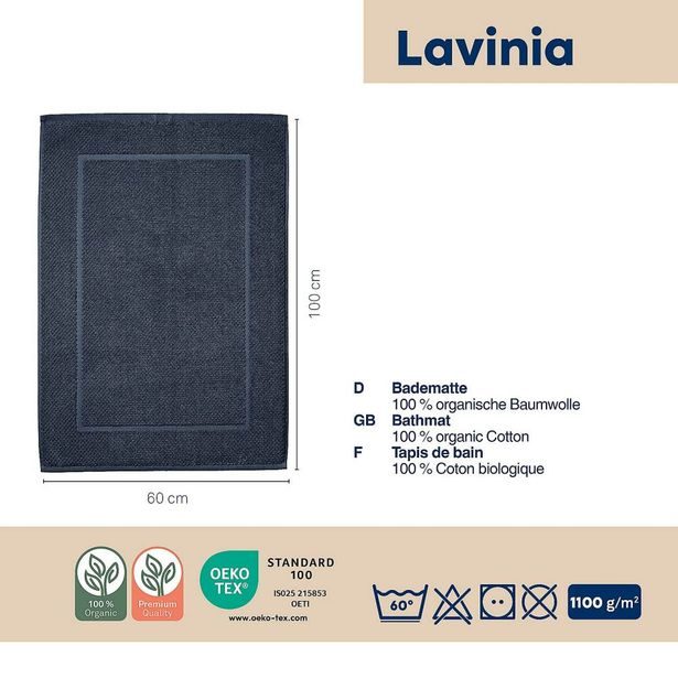 KELA Koupelnová předložka Lavinia 100% organická bavlna 60 x 100 cm tmavě modrá KL-24047