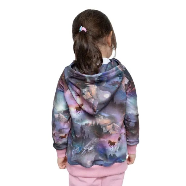 ESITO Dětská mikina s kapucí Horses - růžová