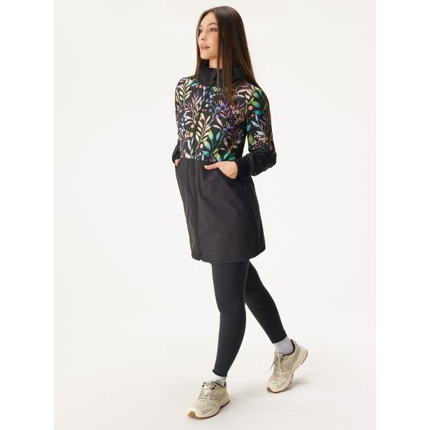 Unuo, Dámský softshellový kabát s fleecem, Černá, Podzimní bobule