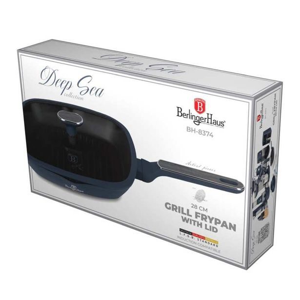 BERLINGERHAUS Pánev grilovací s poklicí 28 cm Deep Sea Collection BH-8374