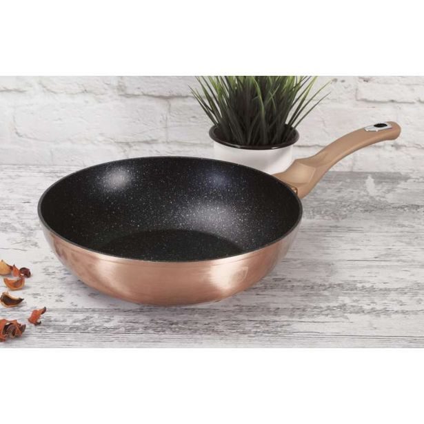 BERLINGERHAUS Pánev Wok s mramorovým povrchem 28 cm Rosegold Metallic Line BH-1512