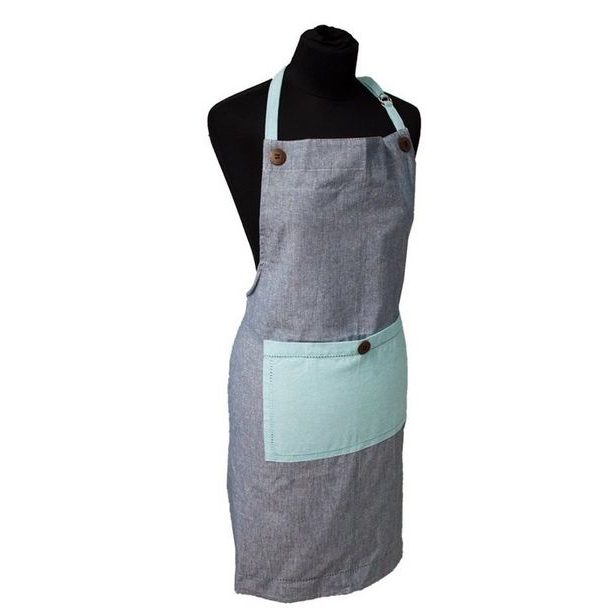 zástěra 70x85cm MODRÁ s knoflíky, textil