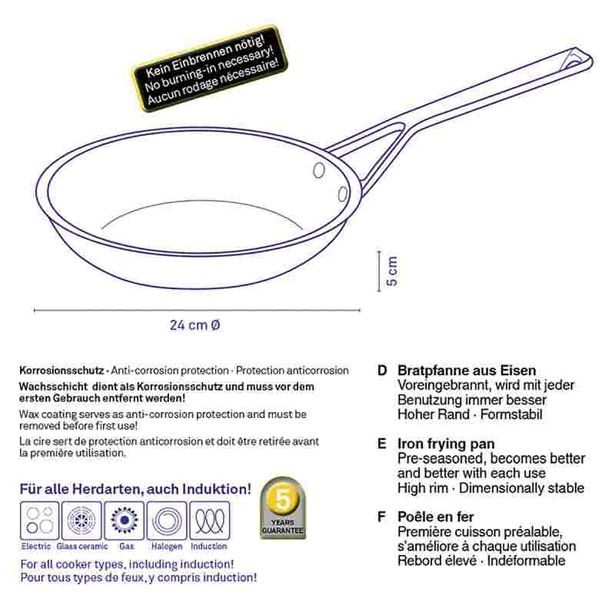 KELA Pánev železná Ruvido černá 24cm KL-12601
