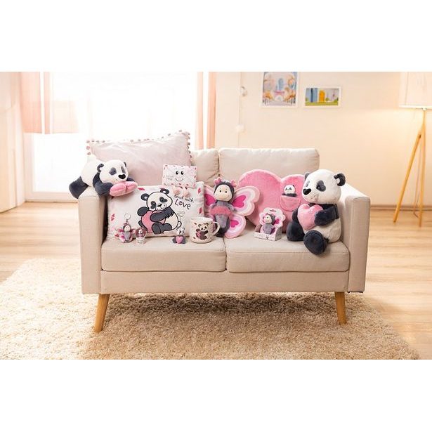NICI NICI plyš Panda Love se srdíčkem 20cm, ležící