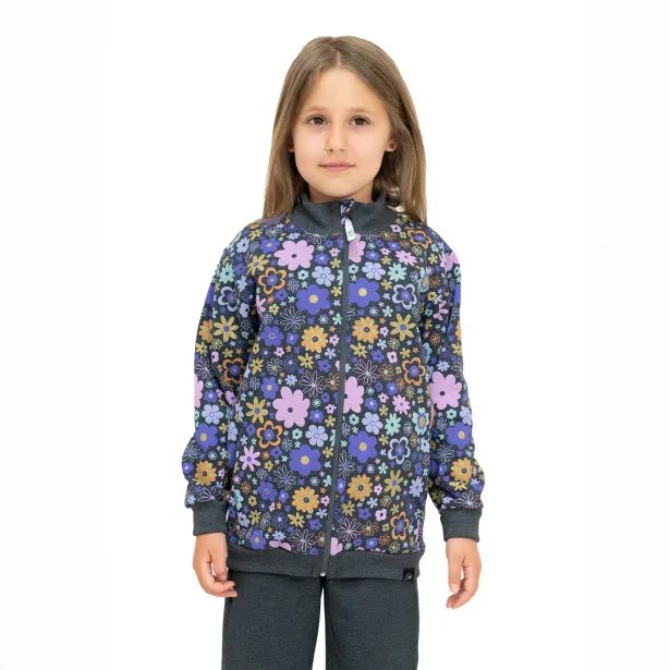 ESITO Mikina na zip Grafit Podzimní květy - šedá