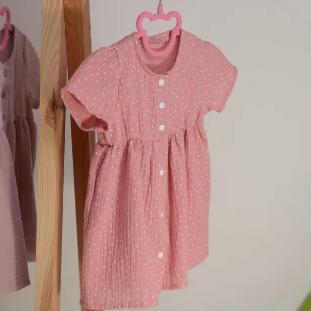 ESITO Mušelínové šaty Barunka Cameo pink DOT - růžová / 68