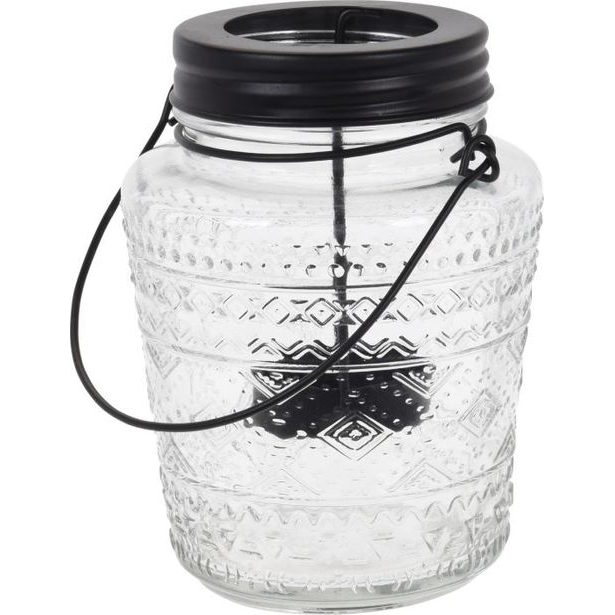 svícen d 9x13.5cm s držátkem, sklo/kov