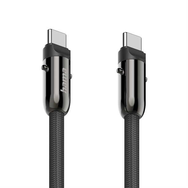 Hama USB-C kabel a šňůrka na mobil 2v1, 1,2 m, černá