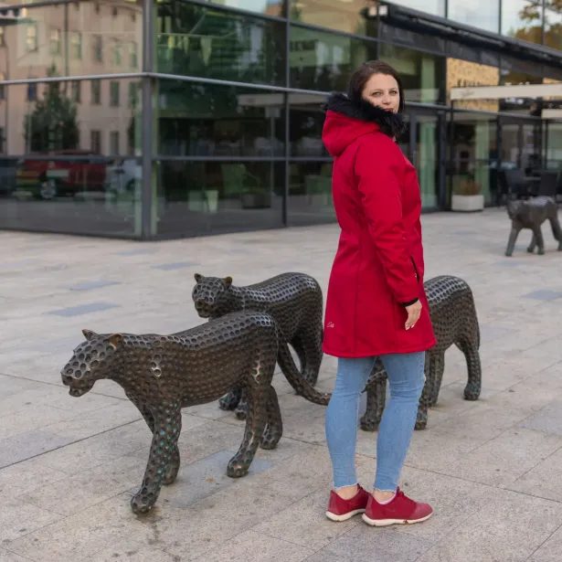 ESITO Dámský zimní softshellový kabát s beránkem Red