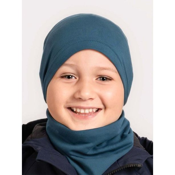 Unuo Dětská čepice z teplákoviny Homeless, Petrolejová