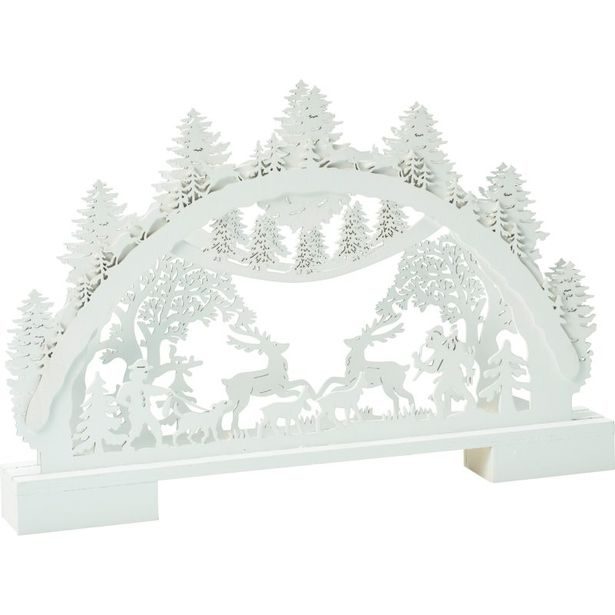 HOMESTYLING Vánoční dekorace s LED osvětlením 41 cm bílá s jeleny KO-GML001020jele