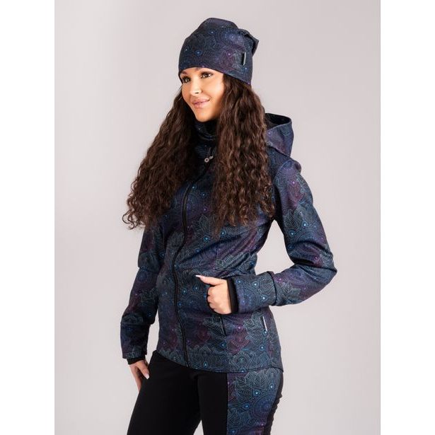 Unuo, Dámská softshellová bunda s fleecem pružná Alba, Temná mandala