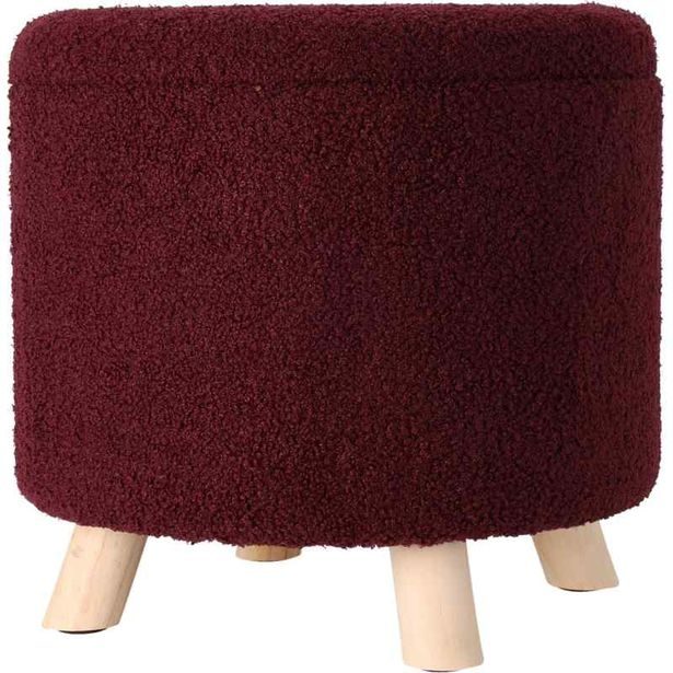 EXCELLENT HOUSEWARE Plyšový taburet s úložným prostorem 40 x 37 cm červená KO-AAK400230