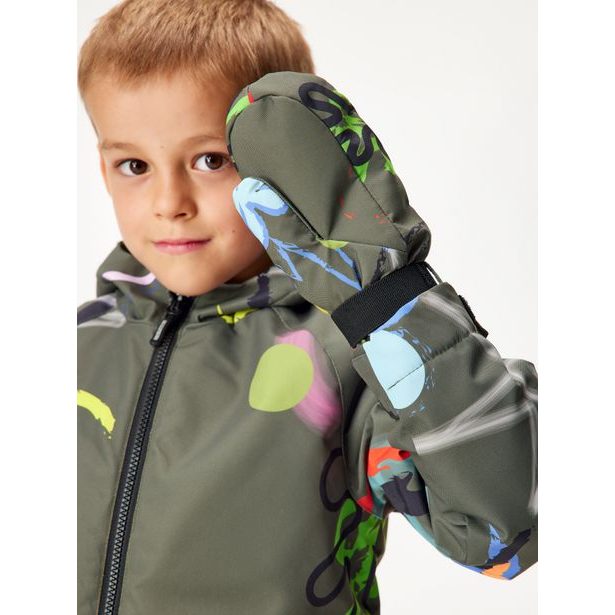 Unuo, Dětské zimní rukavice Polar, Khaki, Fantazie