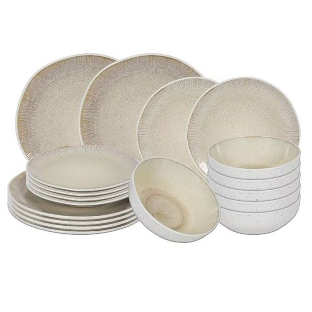 HIT Jídelní sada talířů 18 ks White Sand HT-24327362