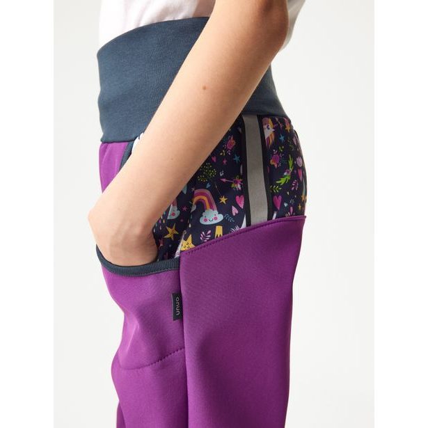 Unuo, Softshellové kalhoty s fleecem, Ostružinová, Jednorožci