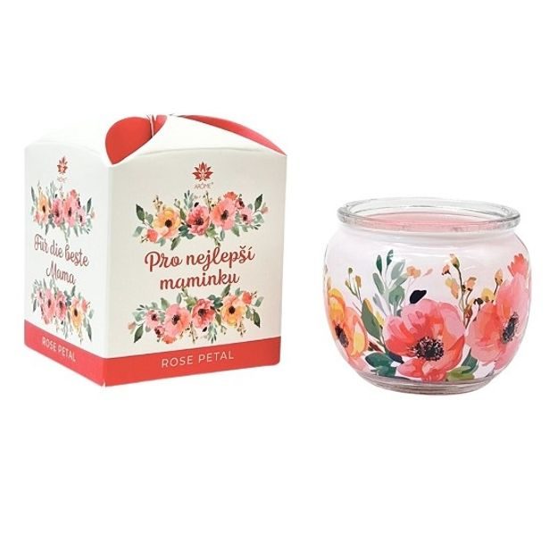 svíčka vonná 90g, PRO NEJL.MAMINKU, RŮŽE, parafín, DB, sklo