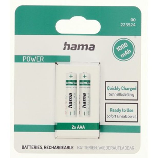 Hama NiMH akumulátor AAA Micro 1000 mAh, Ready for Use, 2 ks