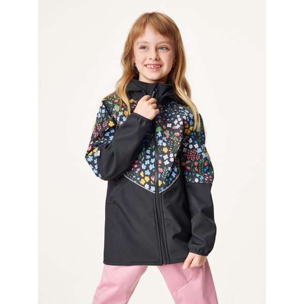 Unuo, Dětská softshellová bunda s fleecem Slim, Černá, Zahrada