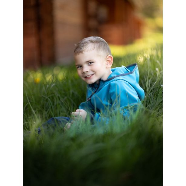 Unuo, Dětská softshellová bunda bez zateplení pružná Basic, Smaragdová