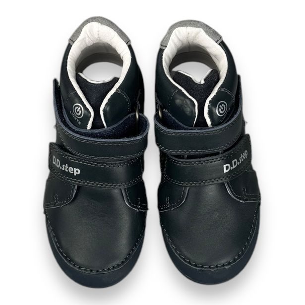 DDstep kožené kotníkové boty s LED blikačkou - Tmavě modré