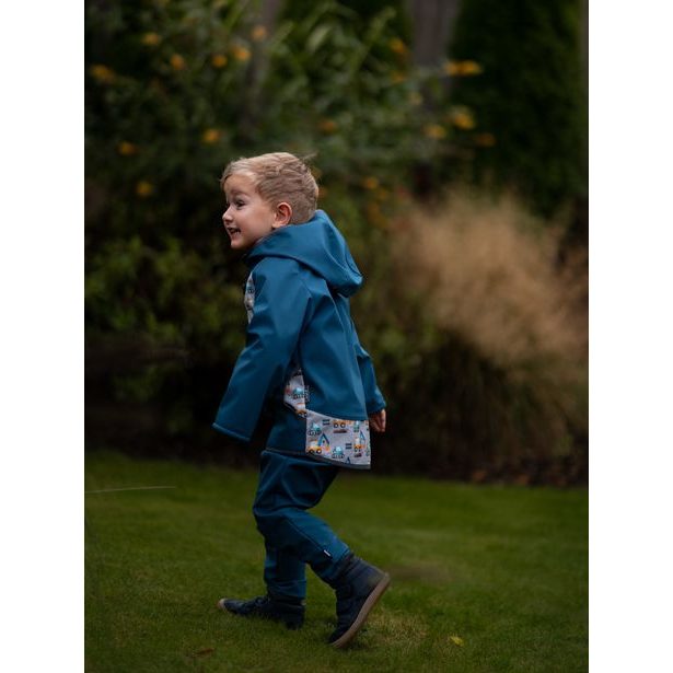 Unuo, Dětské softshellové kalhoty bez zateplení Street, Tm. Petrolejová