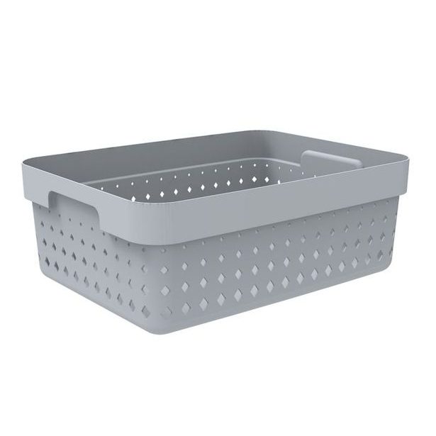 košík SEOUL M, 36x27x13cm-mat.šedý, plast