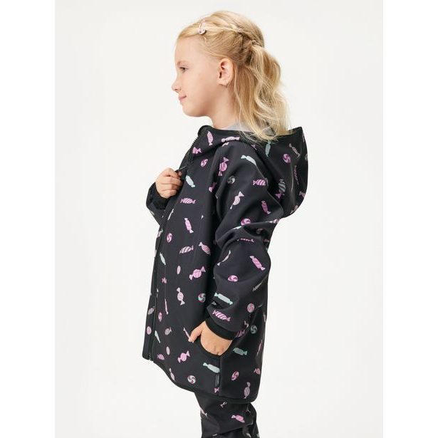 Dětská softshellová bunda s fleecem Basic, Černá, Bonbony
