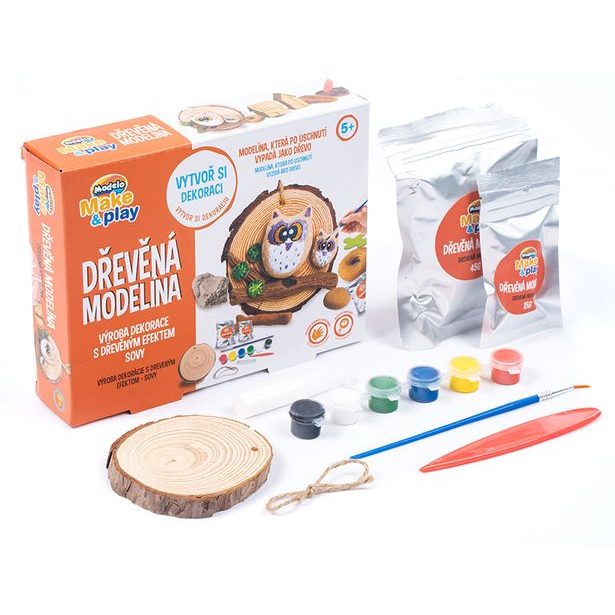 MODELO Samotvrdnoucí hmota efekt dřeva - sovy