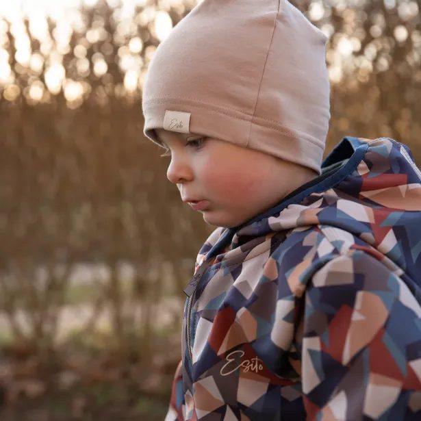 ESITO Dětská jarní softshellová bunda DUO Geometrics - béžová / 86