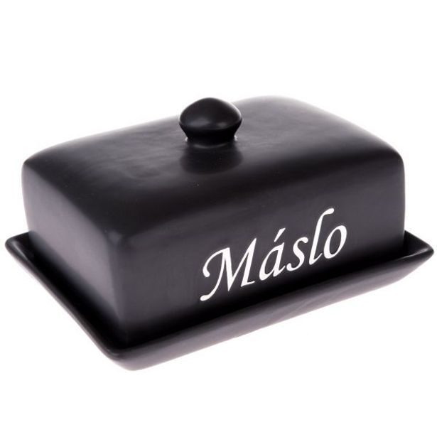 máslenka 16,5x 9,5x12cm MÁSLO, BLACK, keramika