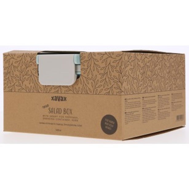 Xavax To Go nádoba na salát, nádobka na dresing, topper s 3 přihrádkami, vidlička, 1,4 l