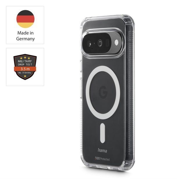 Hama Extreme Protect, kryt pro Google Pixel 10/10 Pro, magnetický, D3O®, nežloutne, průhledný