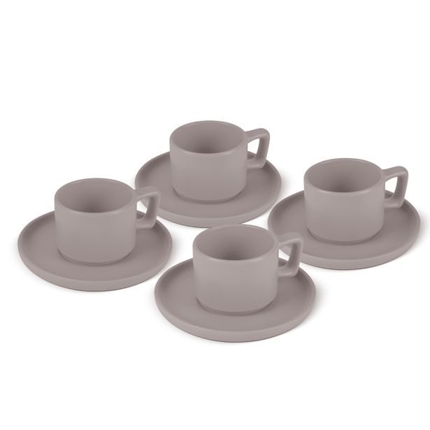 BERLINGERHAUS Sada hrnků na espresso s podšálkem 8 ks 100 ml Taupe Collection BH-10016