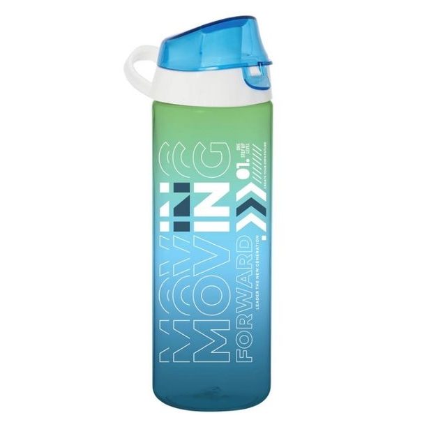 láhev 0,75l MOVING modrozel., nápitka+kryt, sport, plast