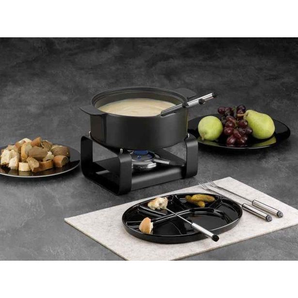 KELA Sada na sýrové fondue Roman keramika černá 9 kusů KL-16665