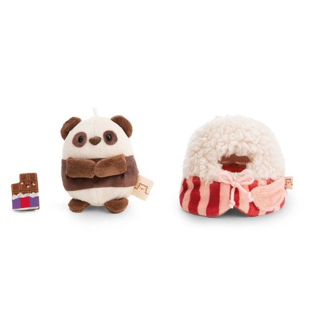 NICI NICI plyš MyMochi Panda Kono 8 cm v kostýmu popcorn s čokoládou,set dárkové bal.