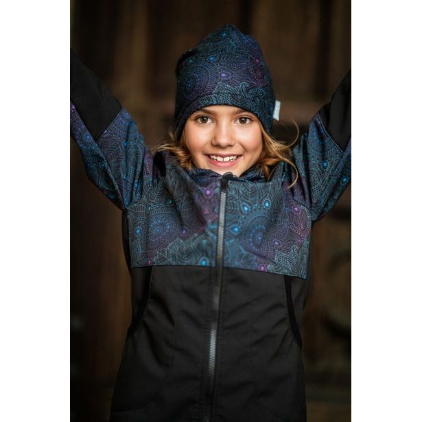 Unuo, Dětská čepice fleecová spadená, Temná mandala