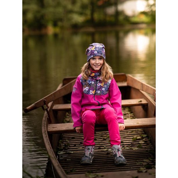 Unuo, Dětská softshellová bunda s fleecem, Fuchsiová, Kolibřík