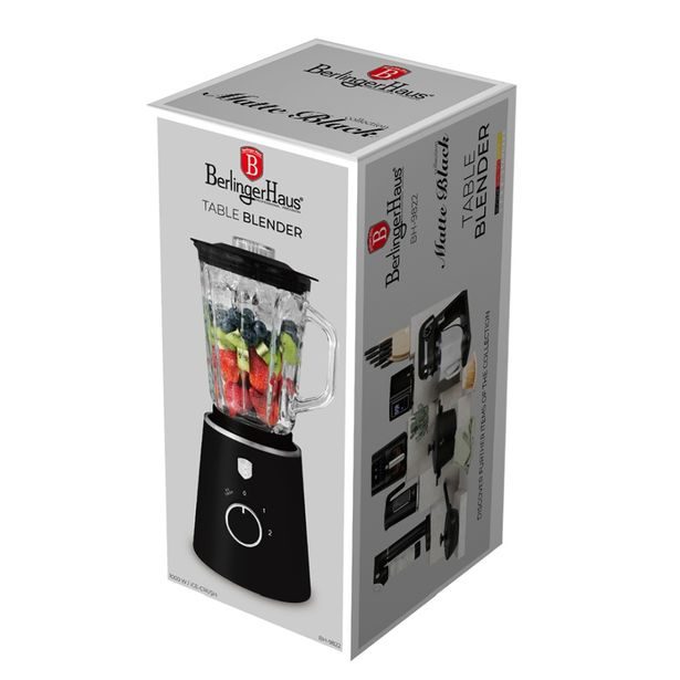 BERLINGERHAUS Stolní mixér se skleněnou nádobou 1,5 L 1000 W Matte Black Collection BH-9822