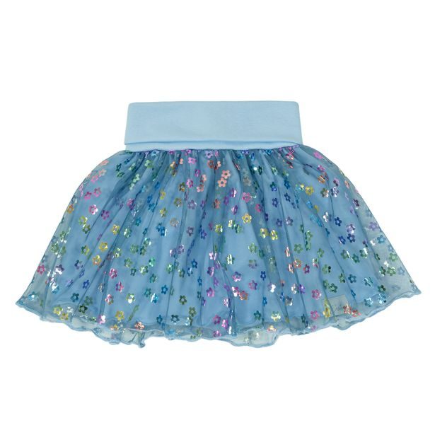 ESITO Dívčí kolová sukně Flower tulle - modrá